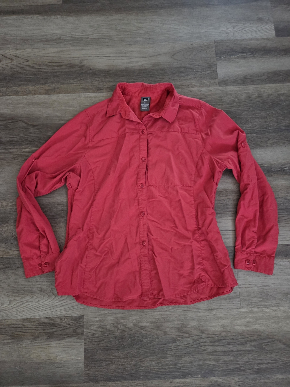 REI Womens Tactical Hiking Camping Outdoors L/S Roll Tab Shirt Vented Pocket XL